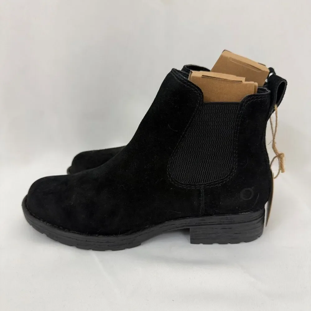 BORN Women's Cove Suede Bootie F55509 Black 7.5 US Chelsea Short Boot NEW